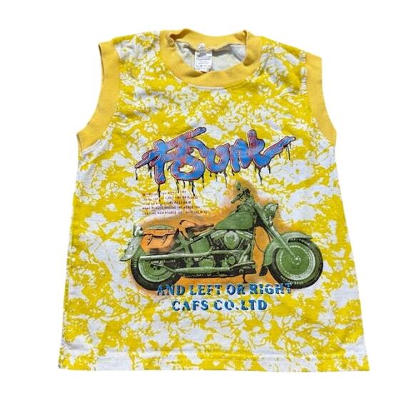 Vintage Tie Dye Sleeveless Round Neck Graphic Tank Summer Casual Yellow Boys 5 - Picture 1 of 4